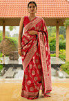 Woven Art Silk Saree in Red