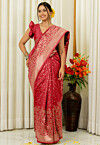 Woven Art Silk Saree in Red