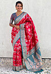 Woven Art Silk Saree in Red