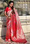 Woven Art Silk Saree in Red