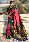 Woven Art Silk Saree in Red