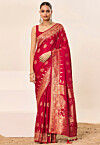Woven Art Silk Saree in Red