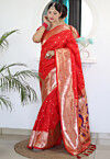 Woven Art Silk Saree in Red