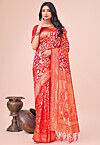 Woven Art Silk Saree in Red