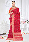 Woven Art Silk Saree in Red