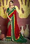 Woven Art Silk Brasso Saree in Red
