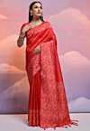 Woven Art Silk Saree in Red