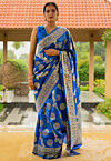 Woven Art Silk Saree in Royal Blue