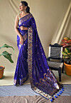 Woven Art Silk Saree in Dark Purple
