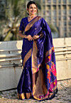 Woven Art Silk Saree in Royal Blue