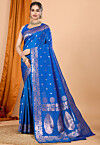 Woven Art Silk Saree in Royal Blue