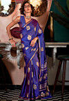 Woven Art Silk Saree in Royal Blue