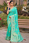 Woven Art Silk Saree in Sea Green