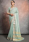 Woven Art Silk Saree in Sea Green