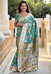 Woven Art Silk Saree in Sea Green