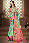 Woven Art Silk Saree in Sea Green