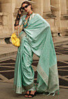 Woven Art Silk Saree in Sea Green