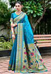 Woven Art Silk Saree in Sky Blue