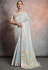 Woven Art Silk Saree in Sky Blue