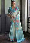Woven Art Silk Saree in Sky Blue