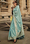 Woven Art Silk Saree in Sky Blue