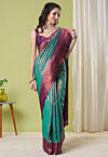 Woven Art Silk Saree in Teal Green