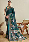 Woven Art Silk Saree in Teal Green