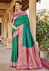 Woven Art Silk Saree in Teal Green