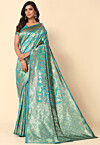 Woven Art Silk Saree in Turquoise