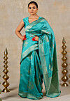 Woven Art Silk Saree in Turquoise