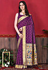 Woven Art Silk Saree in Violet