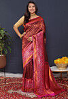 Woven Art Silk Saree in Wine