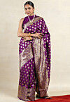 Woven Art Silk Saree in Wine