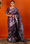 Woven Art Silk Saree in Wine