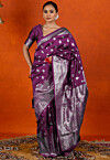 Woven Art Silk Saree in Wine