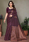 Woven Art Silk Saree in Wine