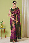 Woven Art Silk Saree in Wine