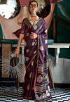 Woven Art Silk Saree in Wine