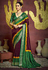Woven Art Silk Brasso Saree in Wine