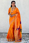 Woven Art Silk Saree in Yellow