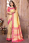 Woven Art Silk Saree in Yellow
