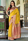 Woven Art Silk Saree in Yellow