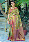 Woven Art Silk Saree in Yellow