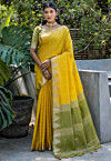 Woven Art Silk Saree in Yellow