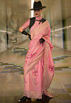 Woven Art Silk Saree in Peach