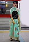 Woven Art Silk Saree in Sea Green