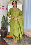 Woven Art Viscose Jacquard Pakistani Suit in Light Green