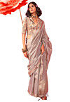 Woven Border Art Silk Saree in Grey