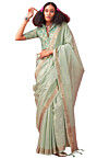 Woven Border Art Silk Saree in Sea Green