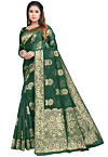 Woven Chanderi Cotton Saree in Green